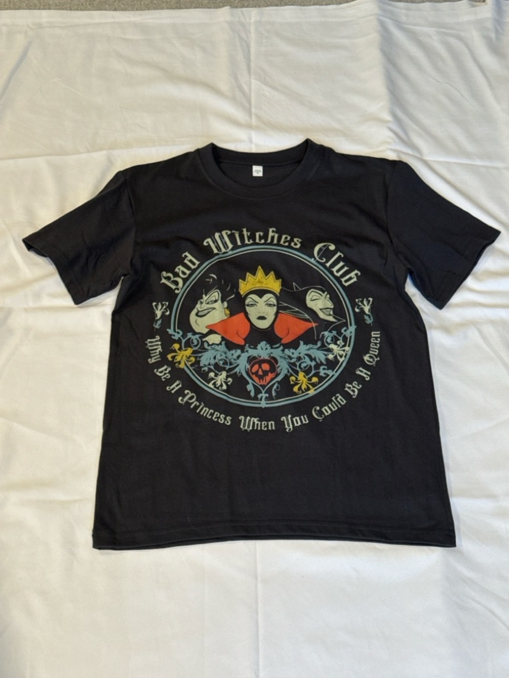 Disney Villains Bad Witches Club Graphic Tee Evil Queens, Black, Sz Small